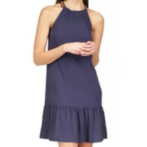 NET! MICHAEL Michael Kors Women's Ring-Strap Halter Dress Midnight Blue size S
